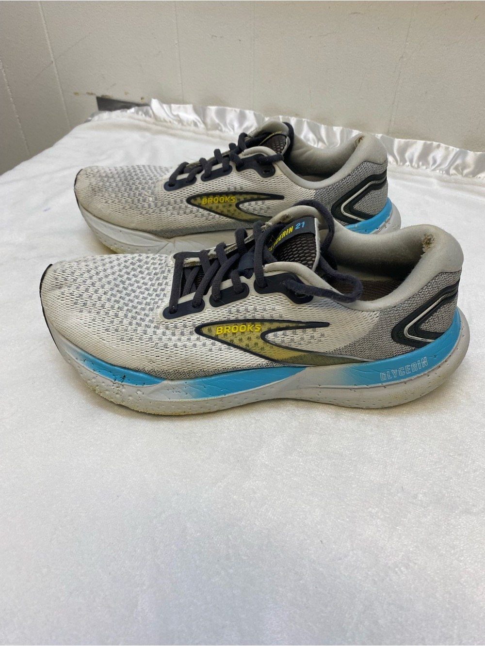 Brooks Glycerin 21 Running Shoes Mens Size 10 Gray Blue Sneaker